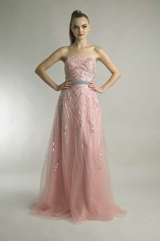Basix Black Label Strapless Sequin Gown with Train