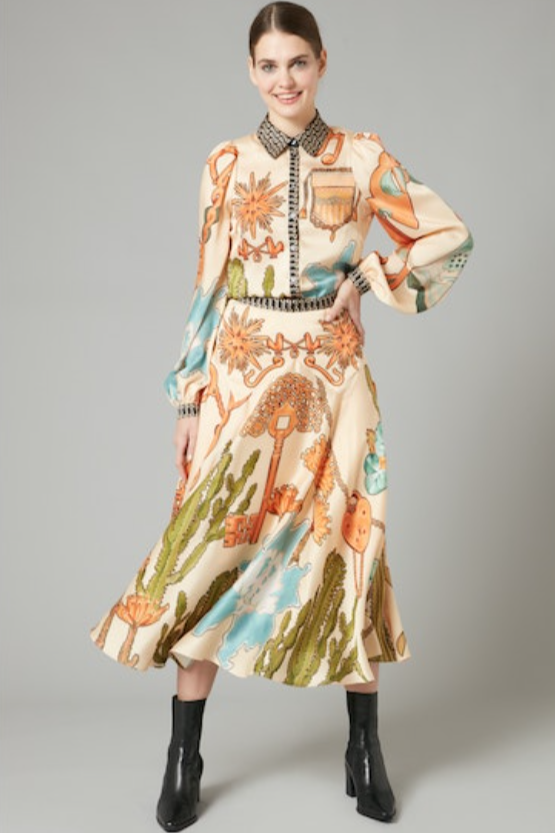 Sand Mix Palomino Print Shirt Dress