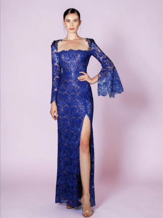 Embroidered Sequin Lace Gown