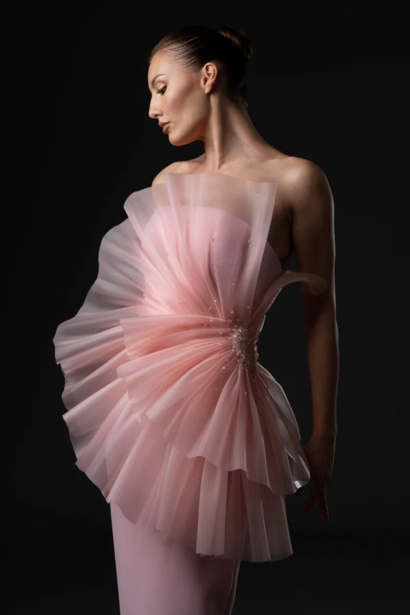 Strapless Blush Pink Crêpe Dress