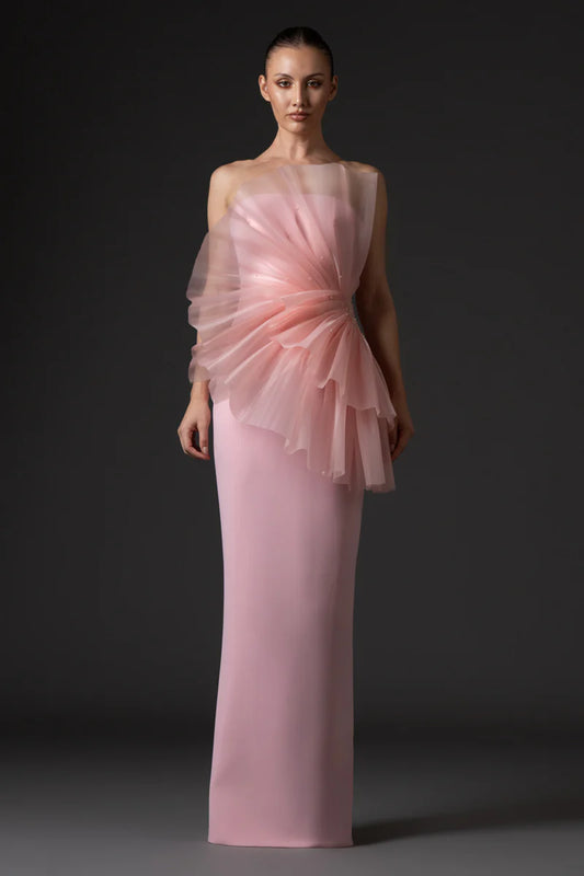 Strapless Blush Pink Crêpe Dress