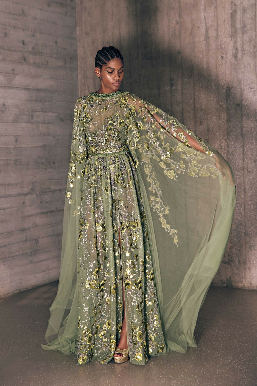 Embroidered Caftan Gown