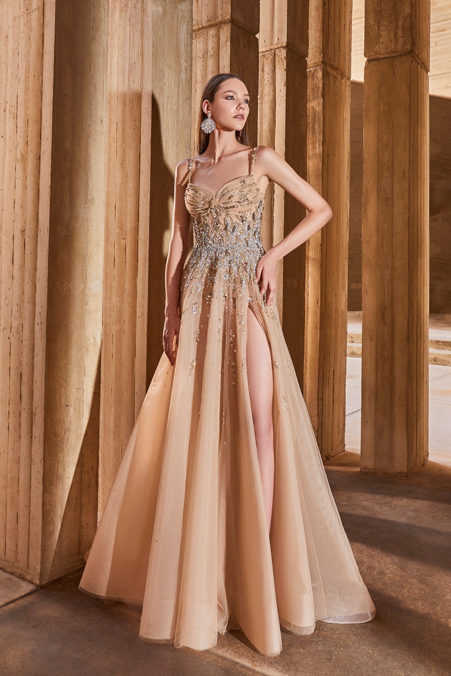 Gold High Slit Gown