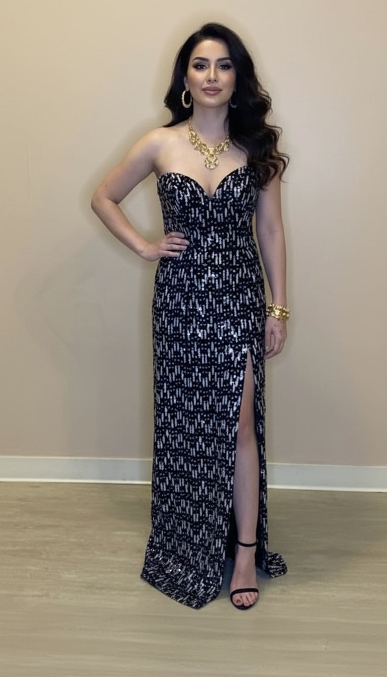 Strapless Sequin Gown