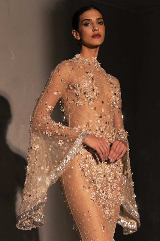 Sheer Embellished Gown