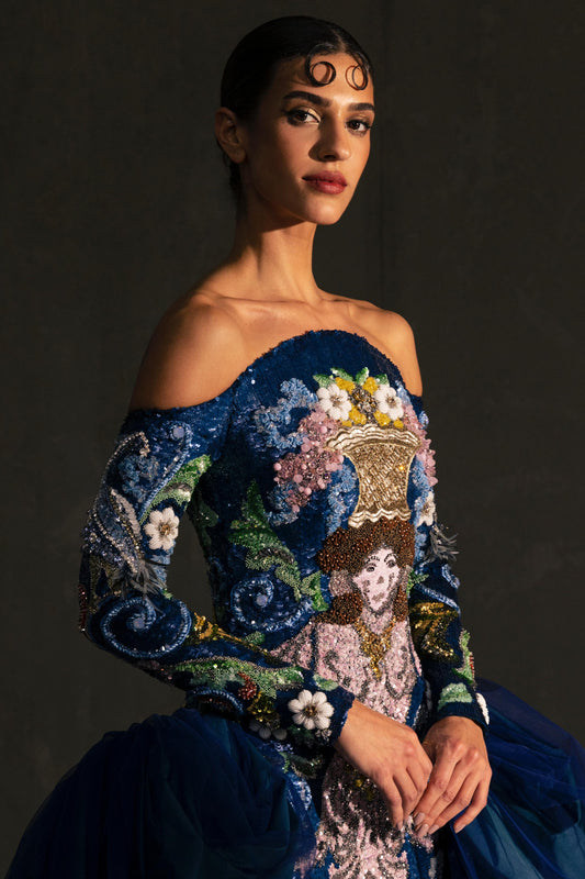 Off Shoulder Embellished Gown