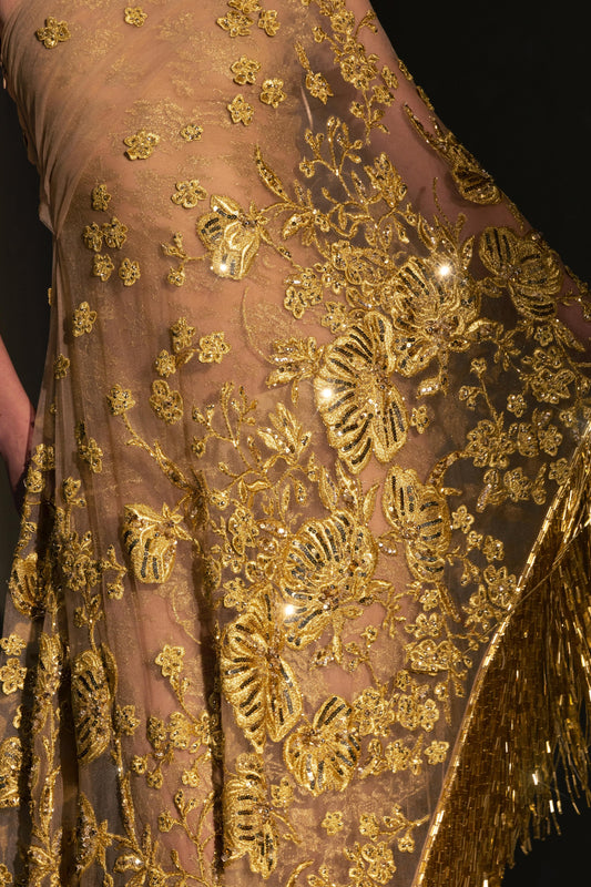 One-Shoulder Embroidered Gown