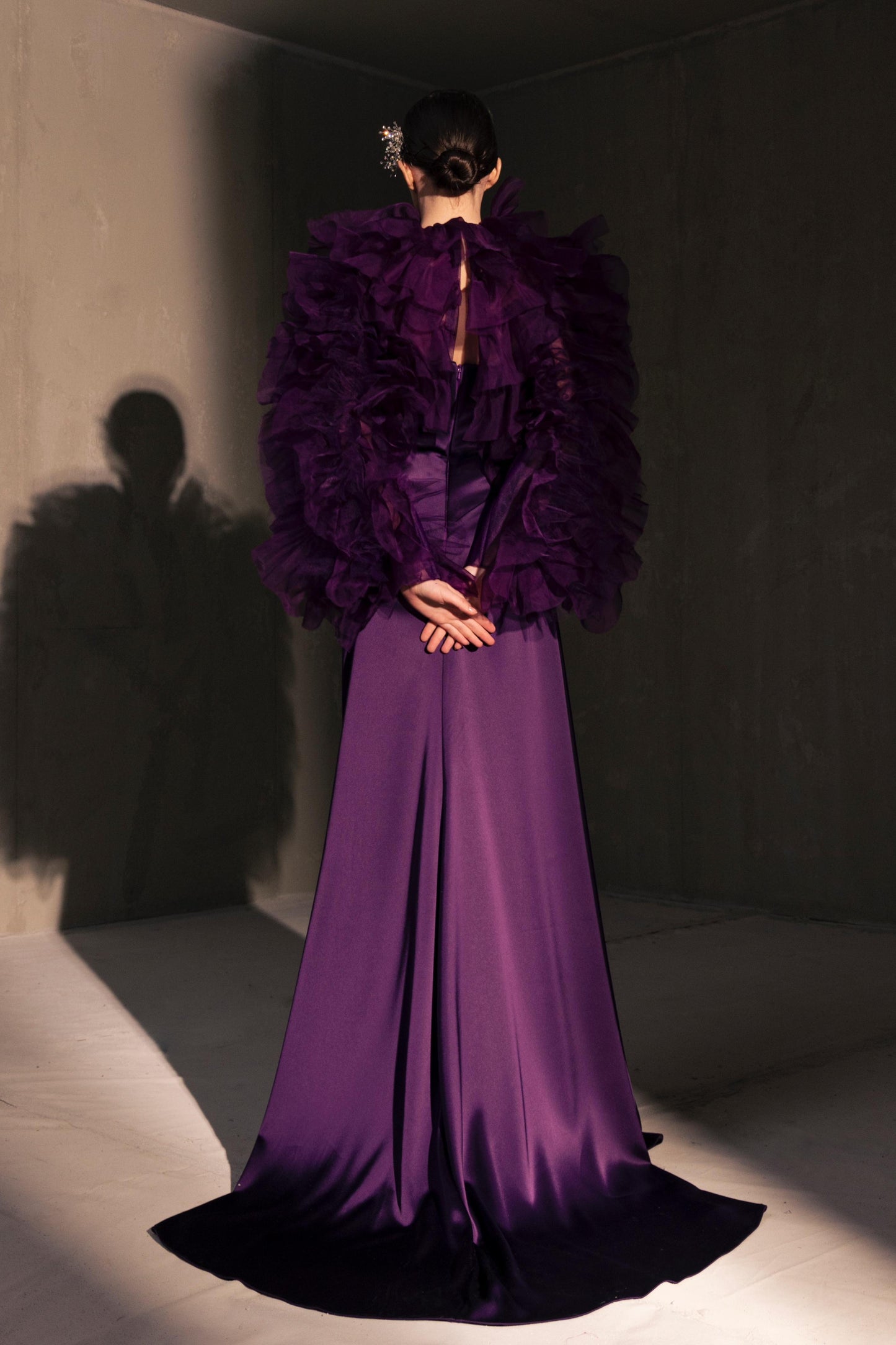 Ruffled Satin Gown
