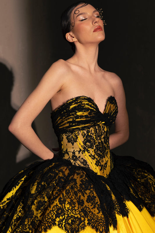 Strapless Lace Ball Gown