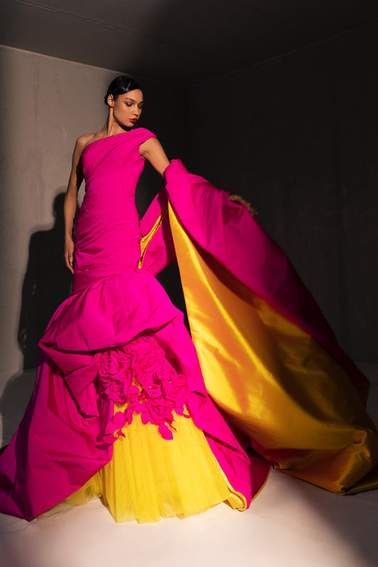Voluminous Drop-Waisted Gown