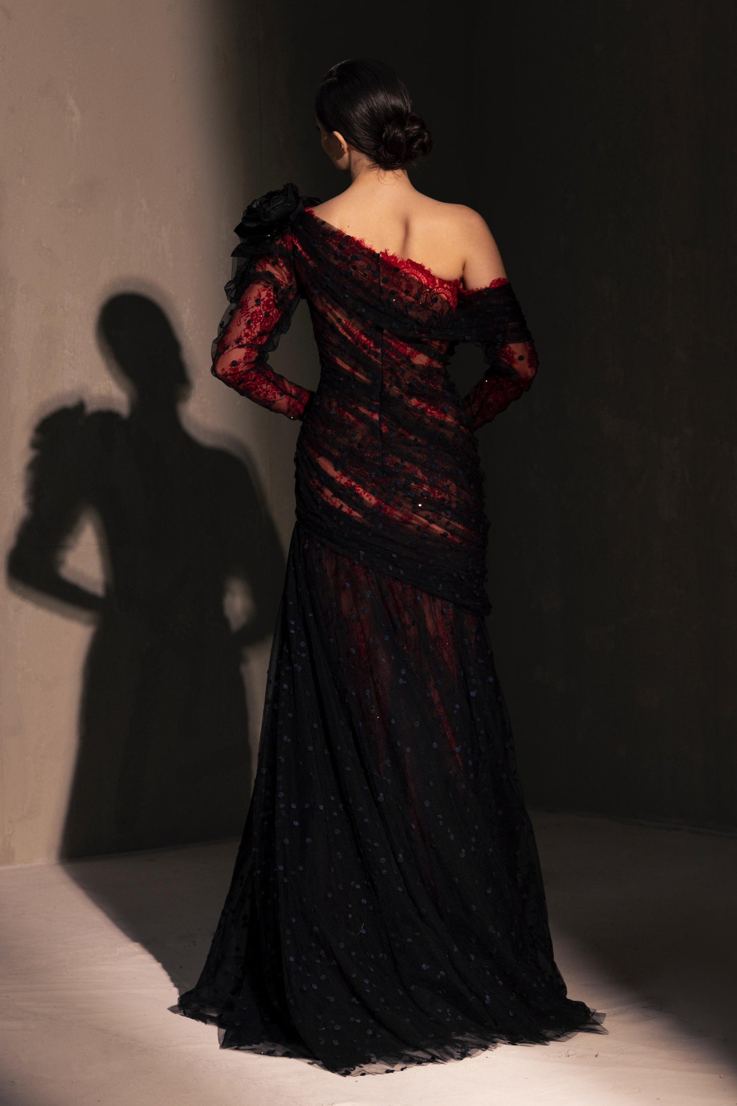 One-Shoulder Lace Gown