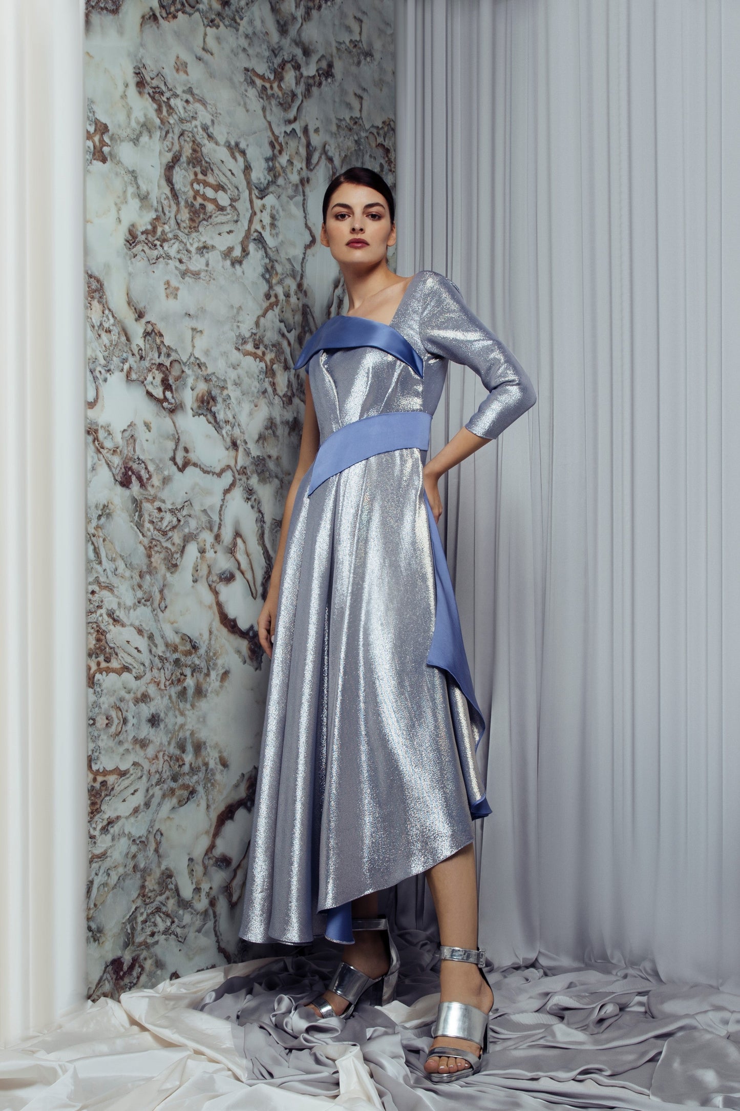 Kaala Shimmer Color Block Gown
