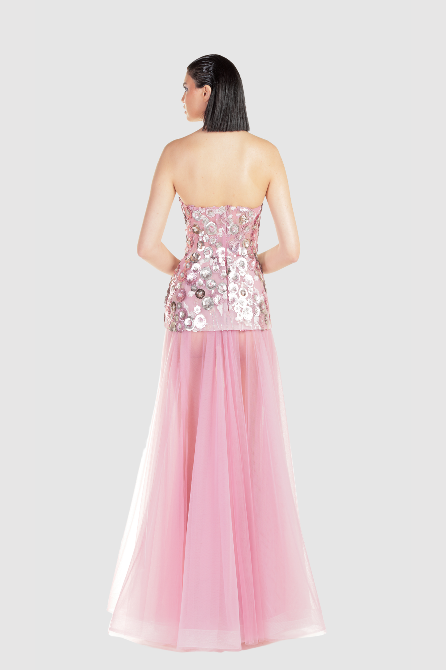 Strapless Lace and Tulle Gown