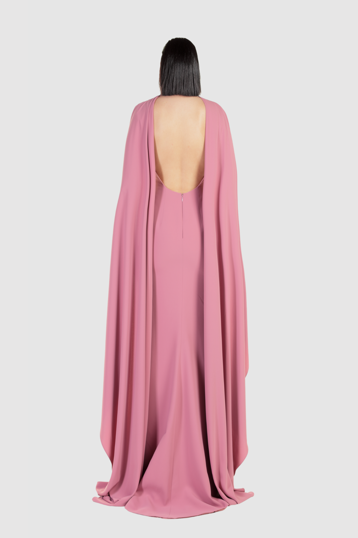 Pink Embellished Cape Sleeve Gown
