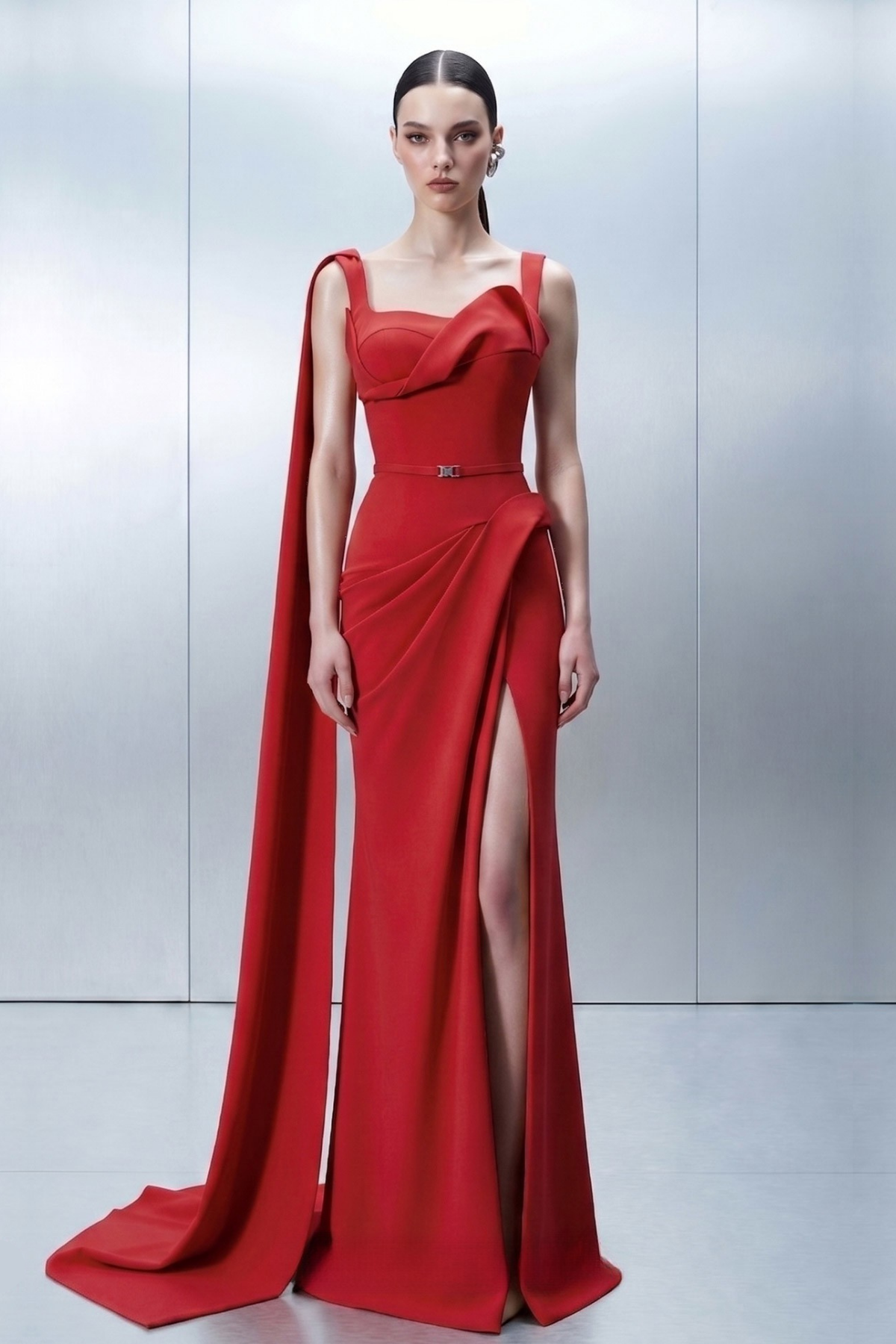 Sleeveless Sculpted Column Gown