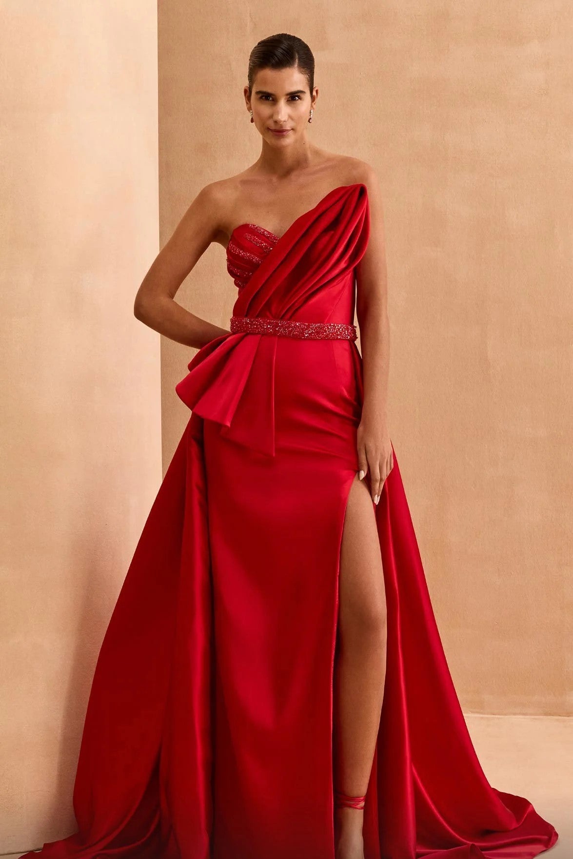 Strapless Embellished Gown with Overskirt
