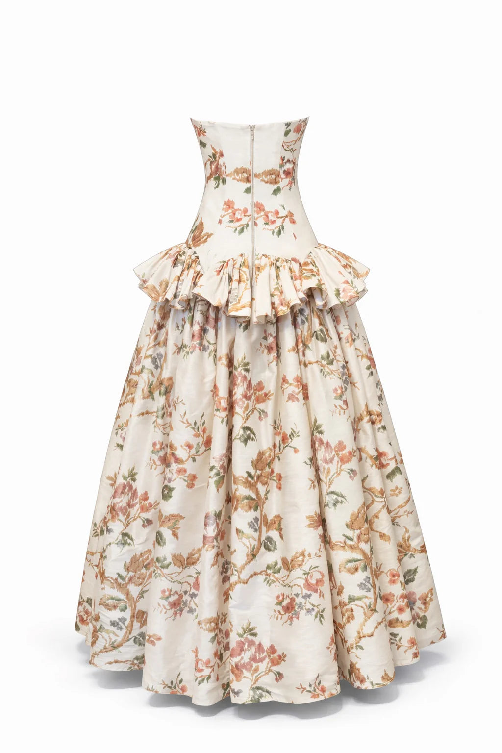 Flower Printed Silk Shantung Ball Gown