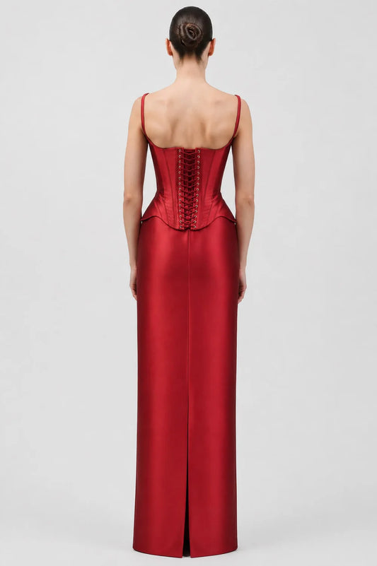 Structured Corset Top and Full-Length Skirt