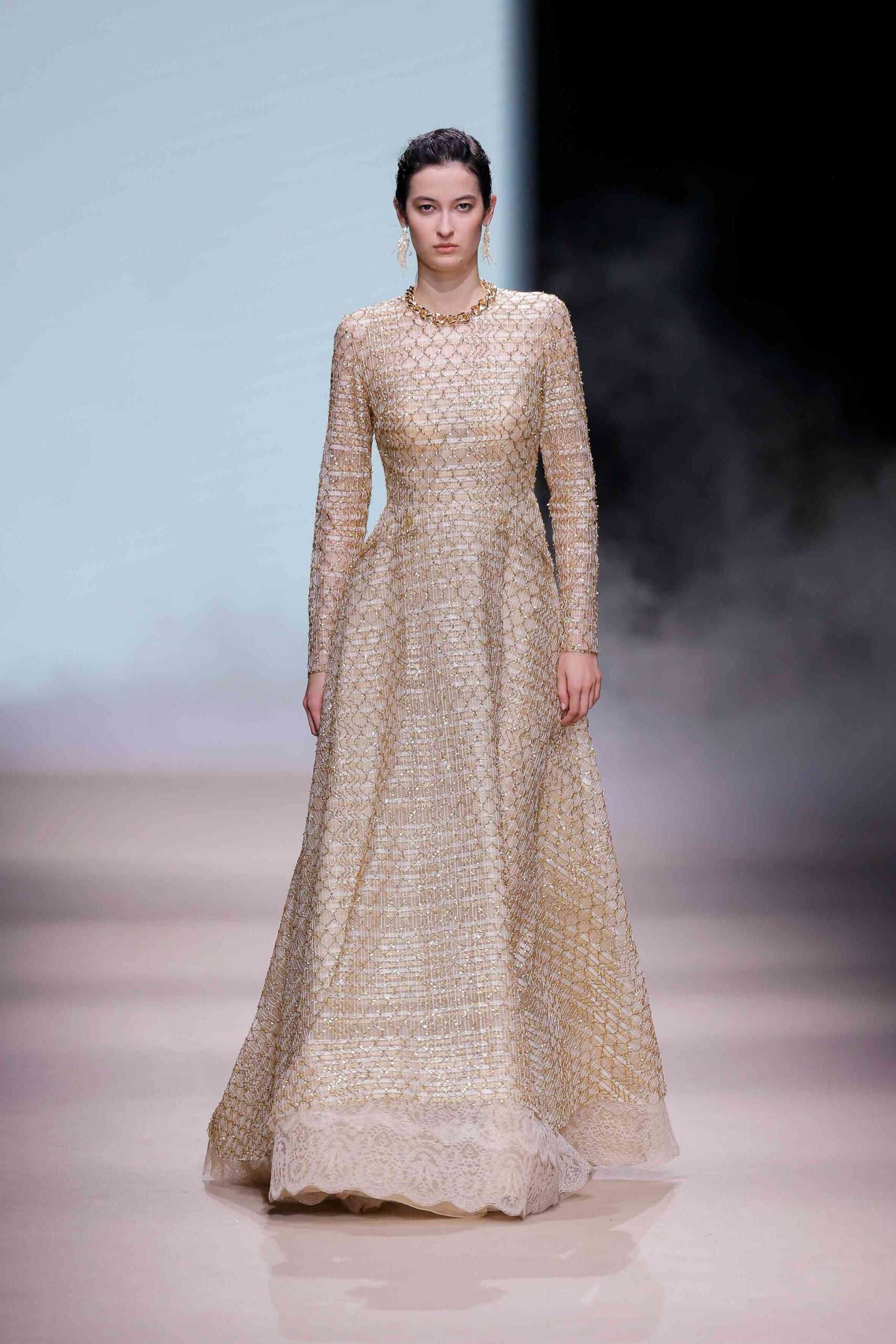 Long Sleeve Embroidered A-Line Gown – District 5 Luxe