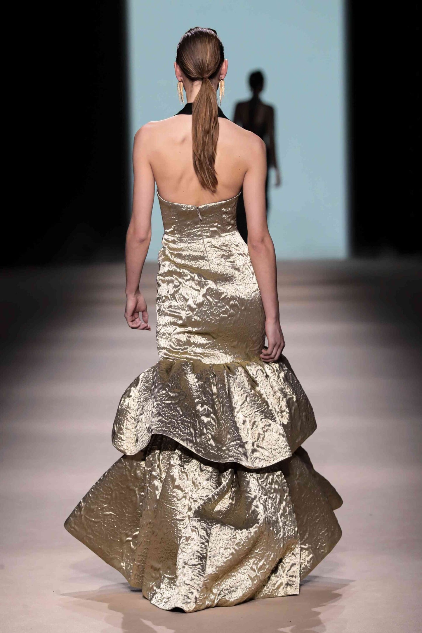 Jacquard Halter Mermaid Gown
