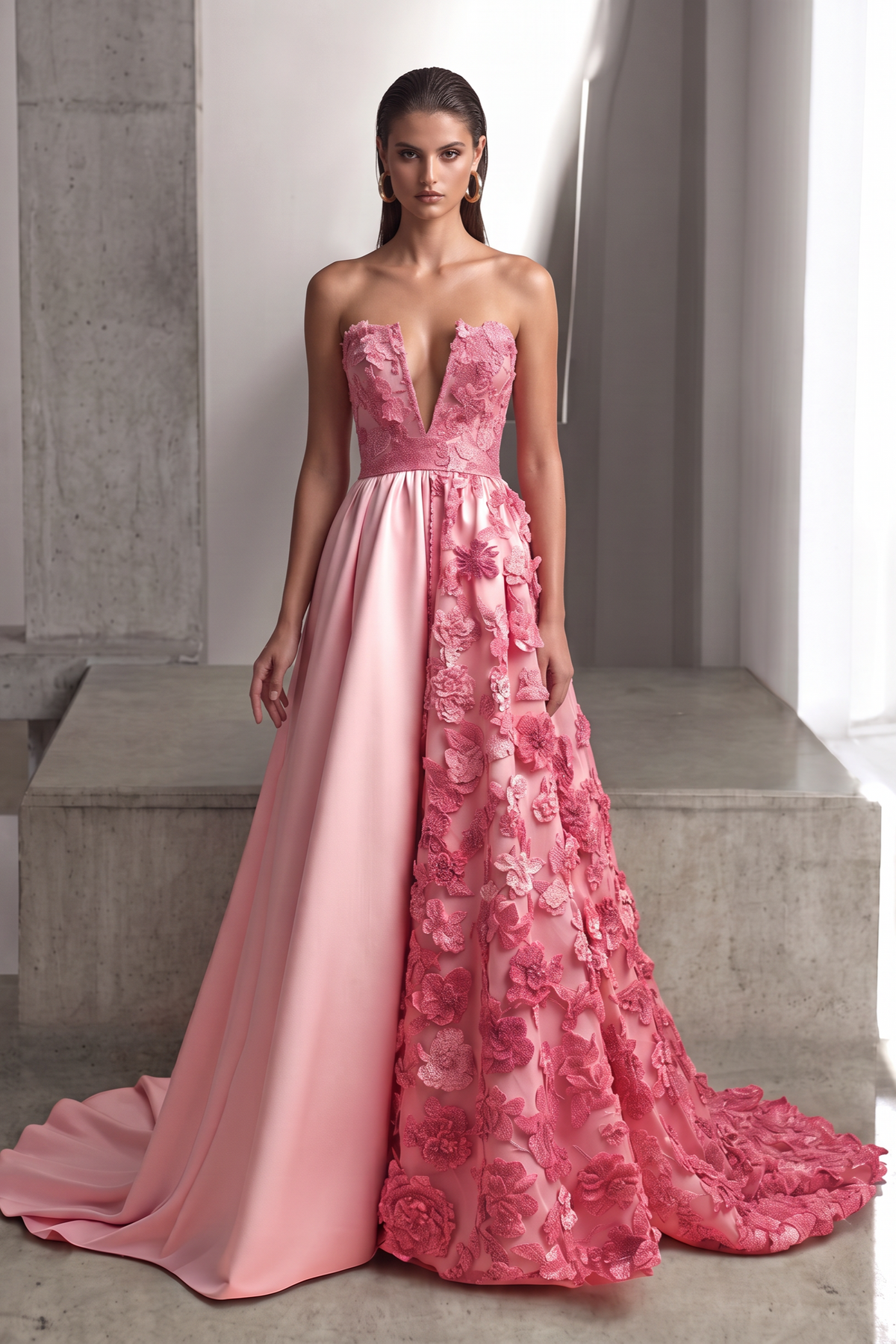 A-Line Floral Embellished Gown