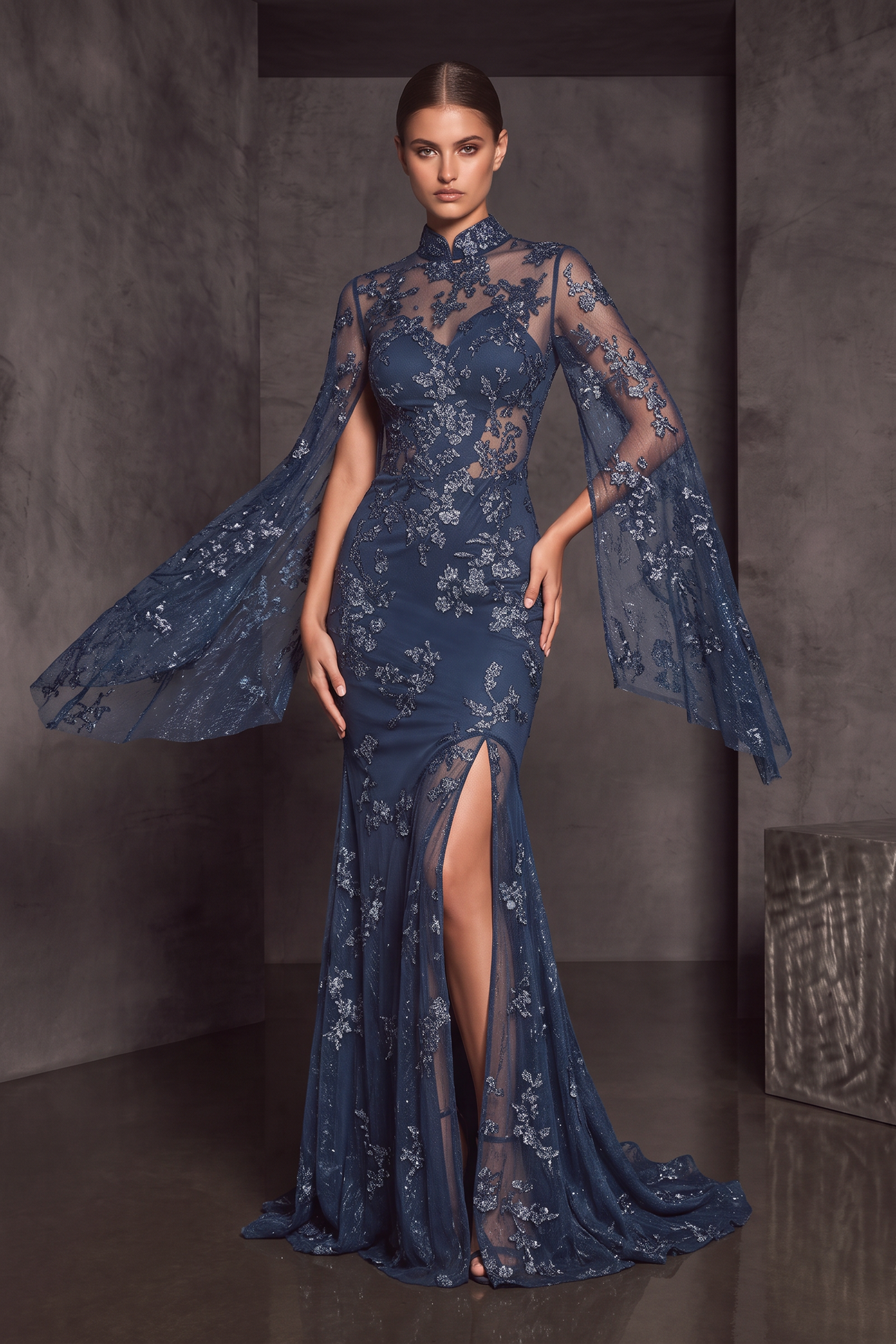 Embroidered Illusionary Gown