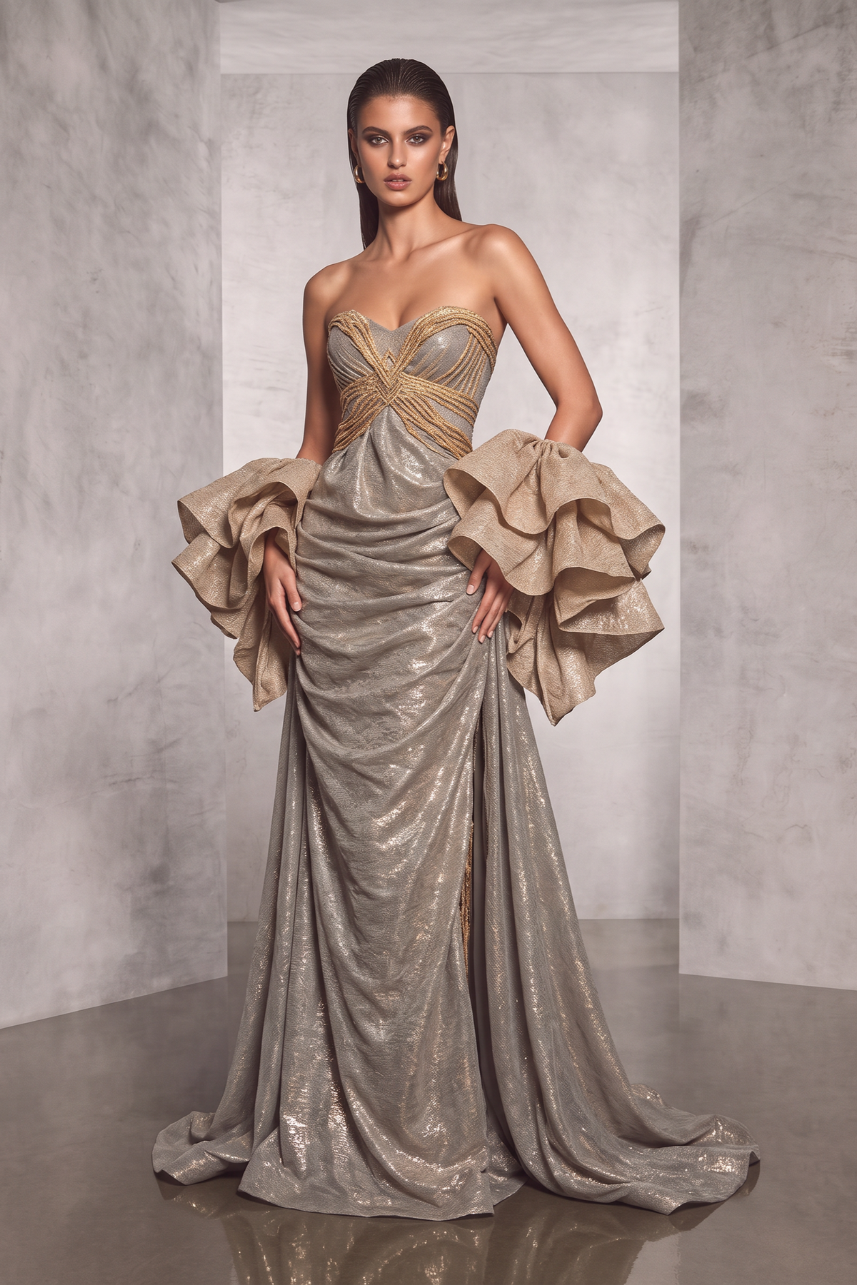 Draped Strapless Gown