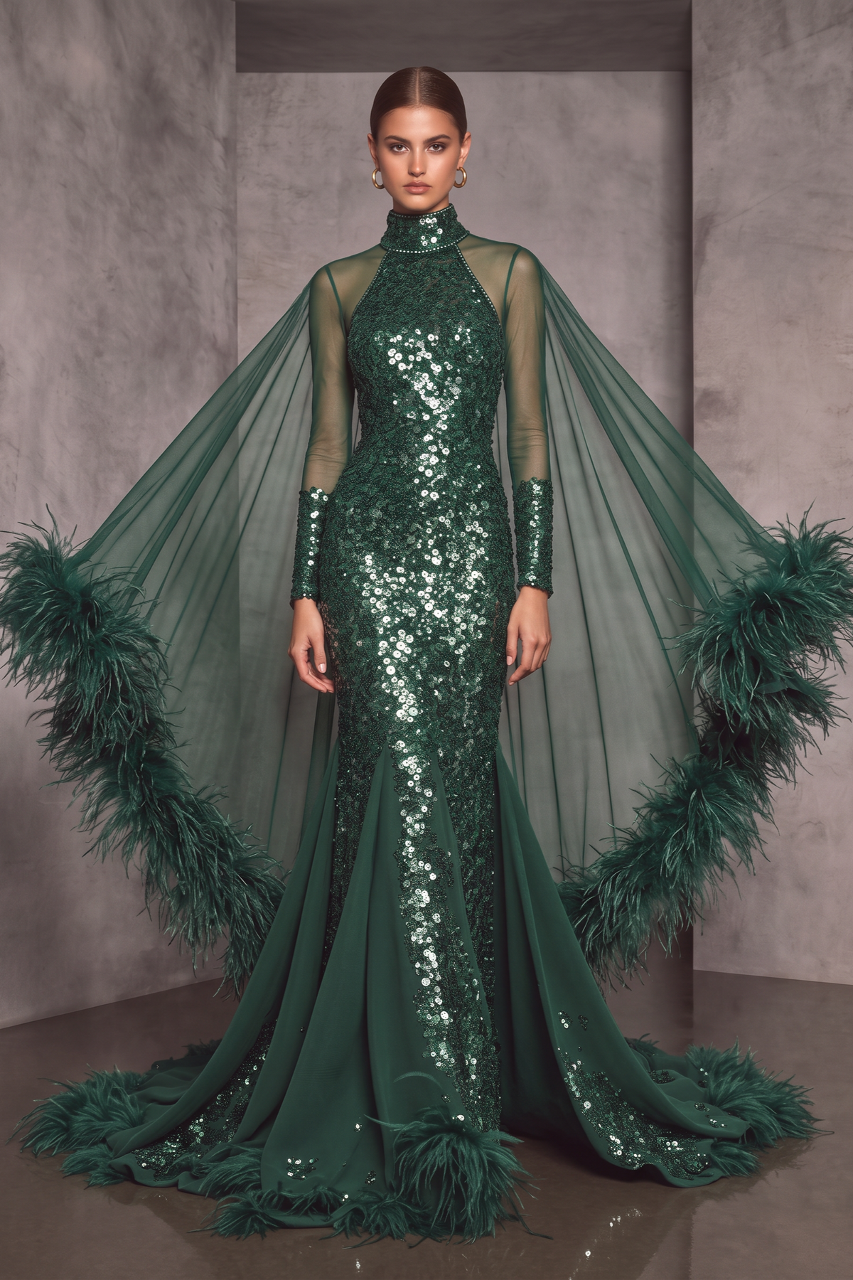 Long Sleeved Cape Gown