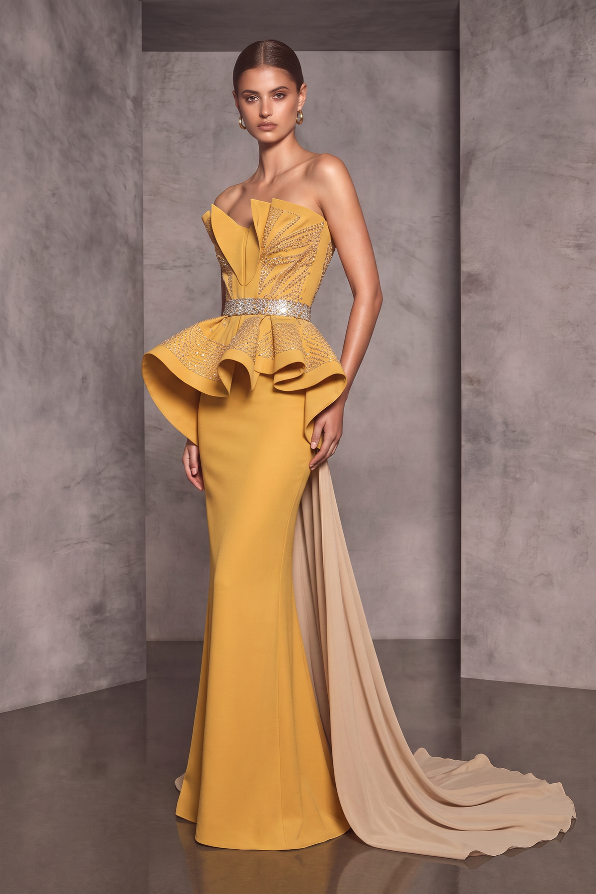 Strapless Banded Bodice Gown