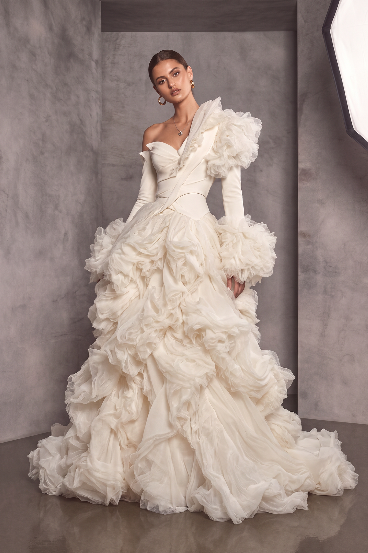 Multi Media Shirred Gown