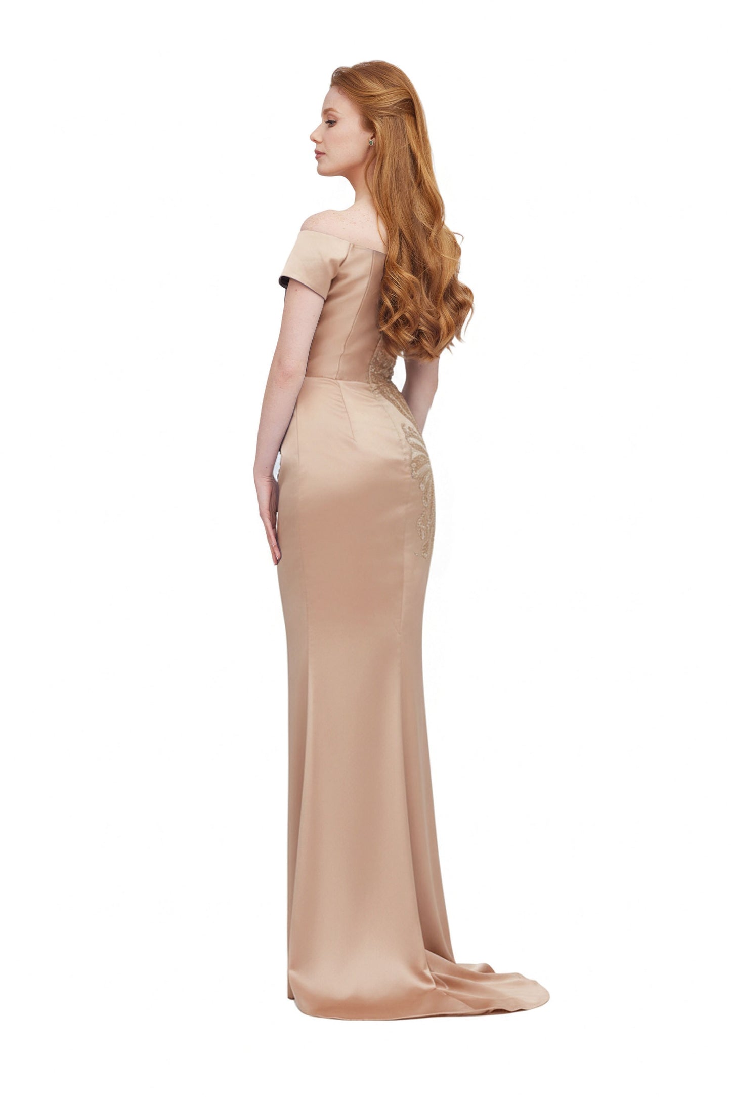 Off-Shoulder Beaded Gown