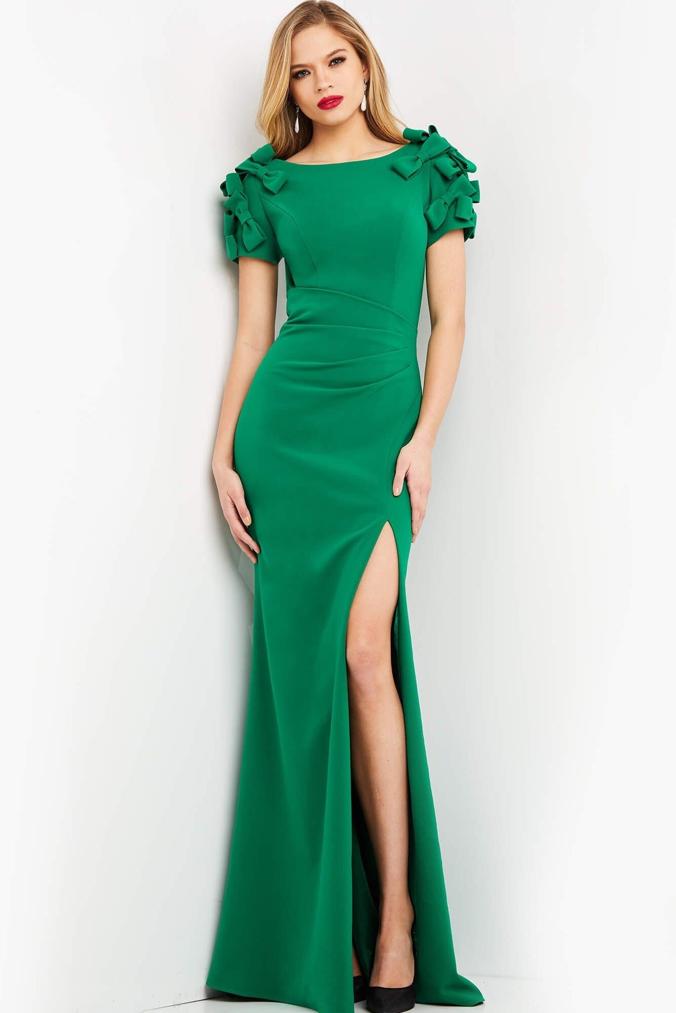 Short Sleeve Crepe Gown