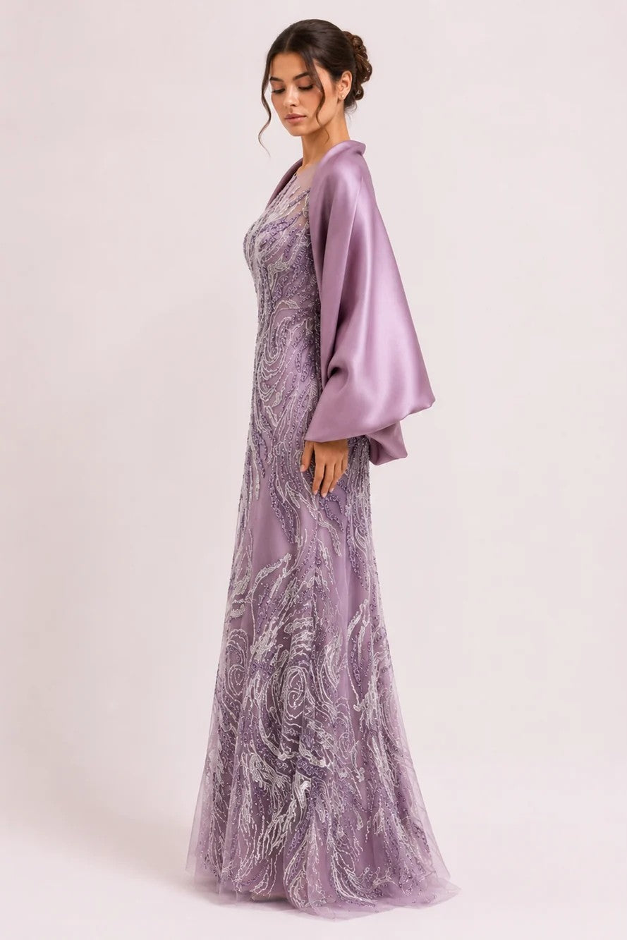 Embroidered Dress with Bolero Jacket