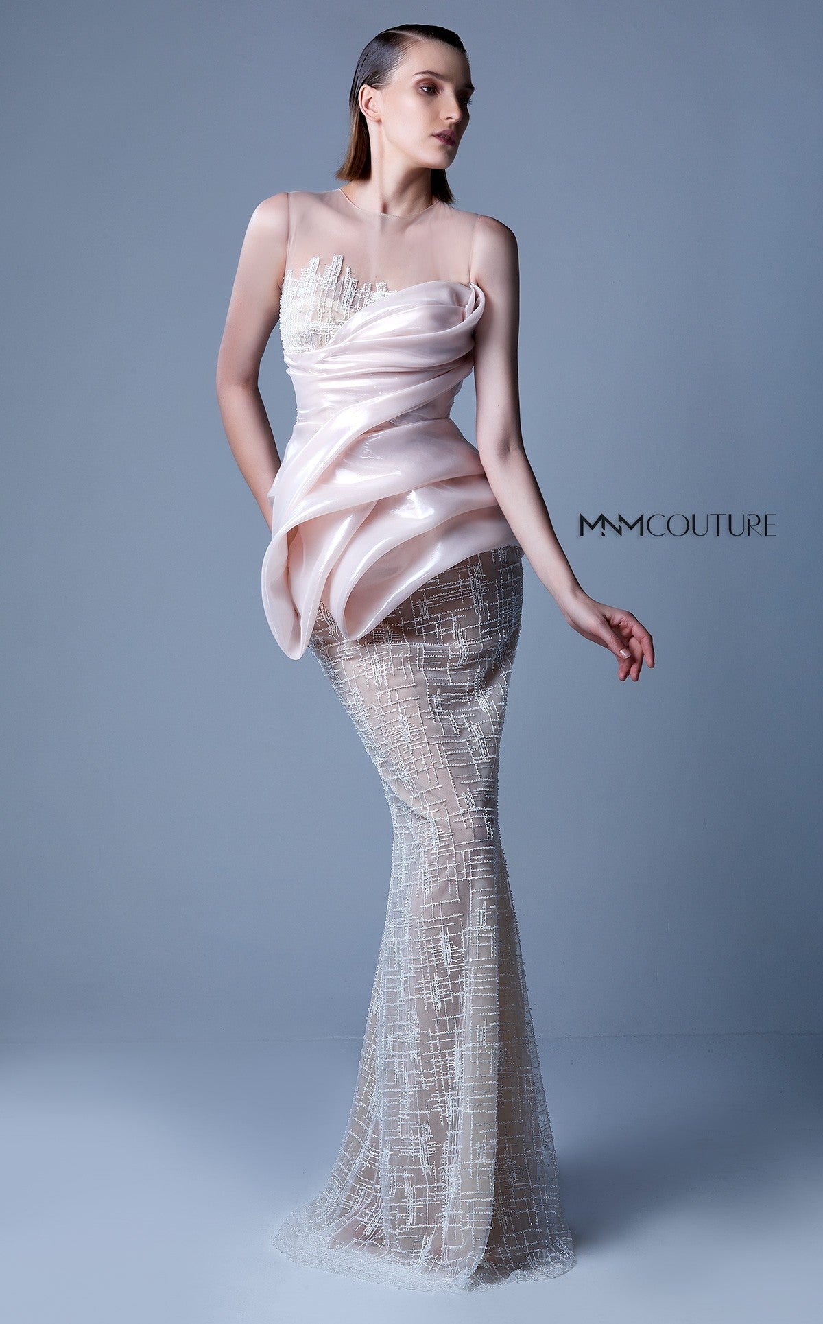 Sleeveless Illusion Neck Gown