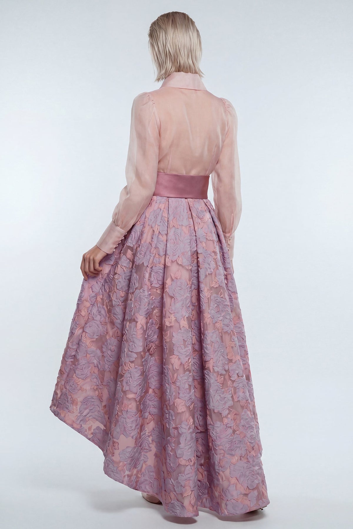 Pearl-Button Jacquard Skirt Set
