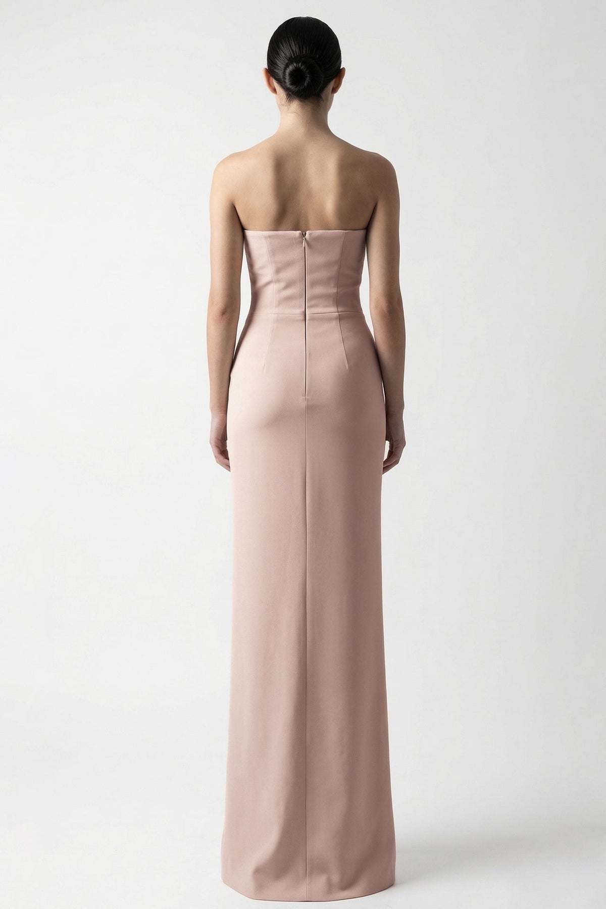 Strapless Draped Crepe Gown