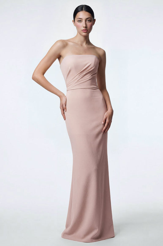Strapless Draped Crepe Gown