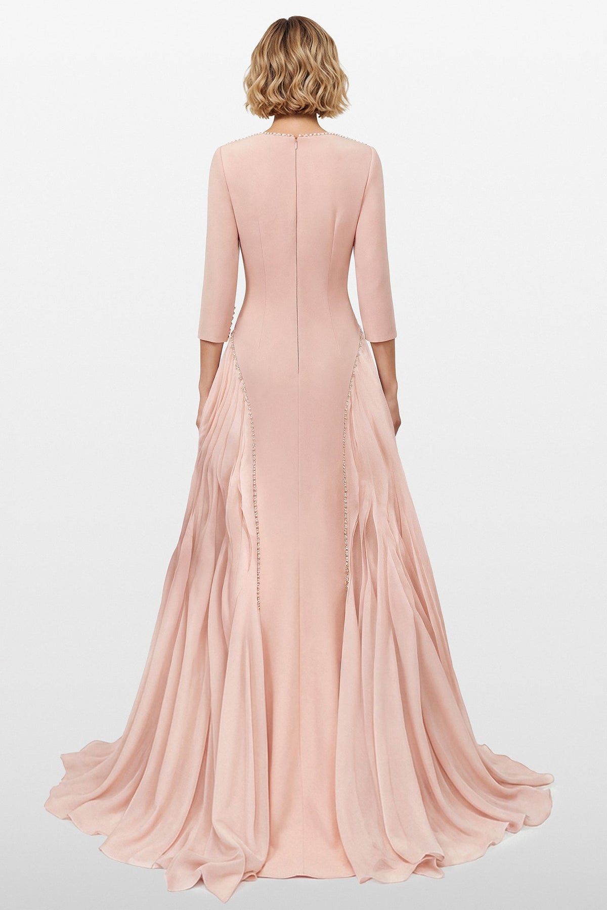 Deep V-Neck Draped-Panel Gown