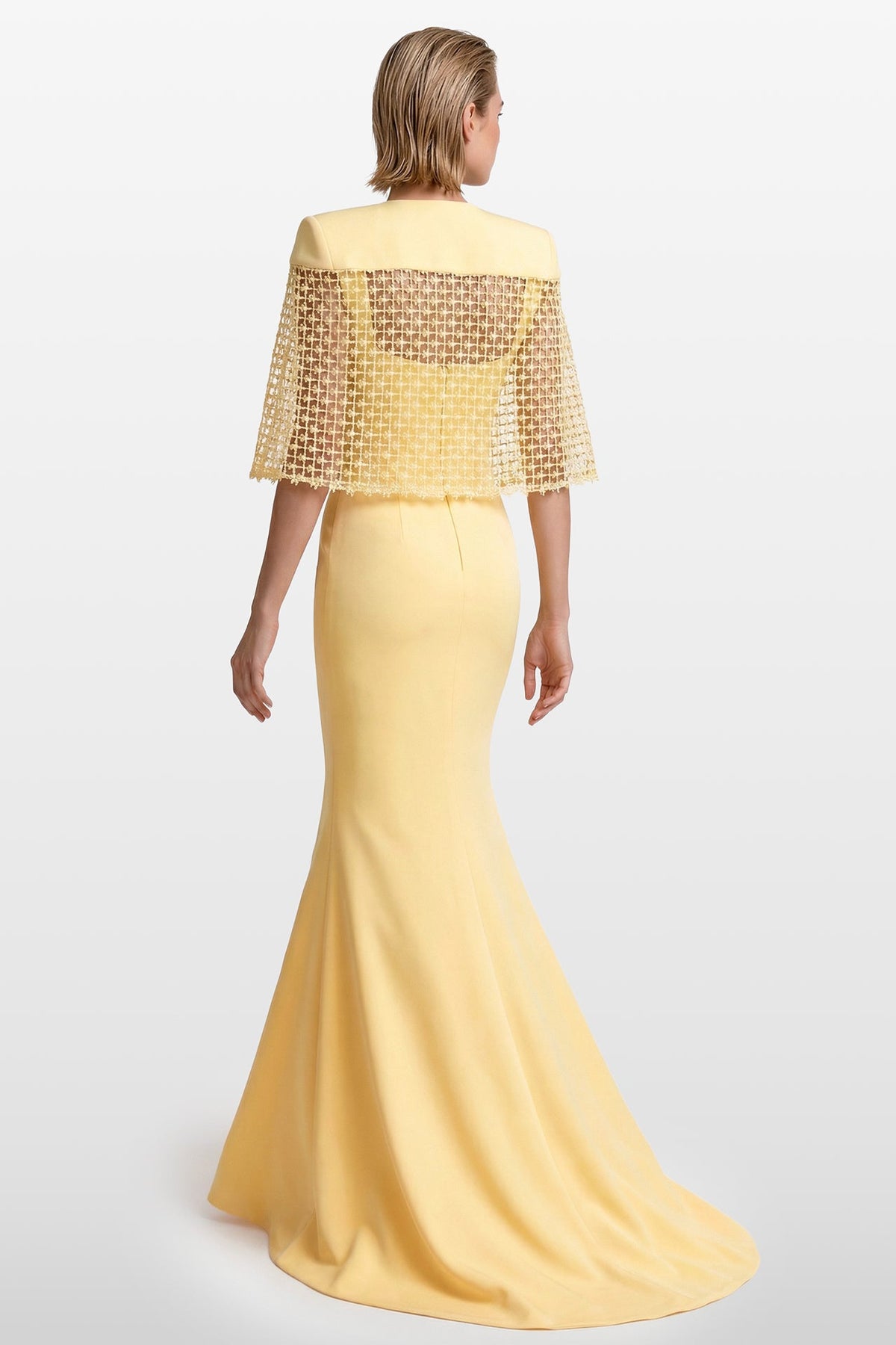 Sweetheart Lace Cape Gown