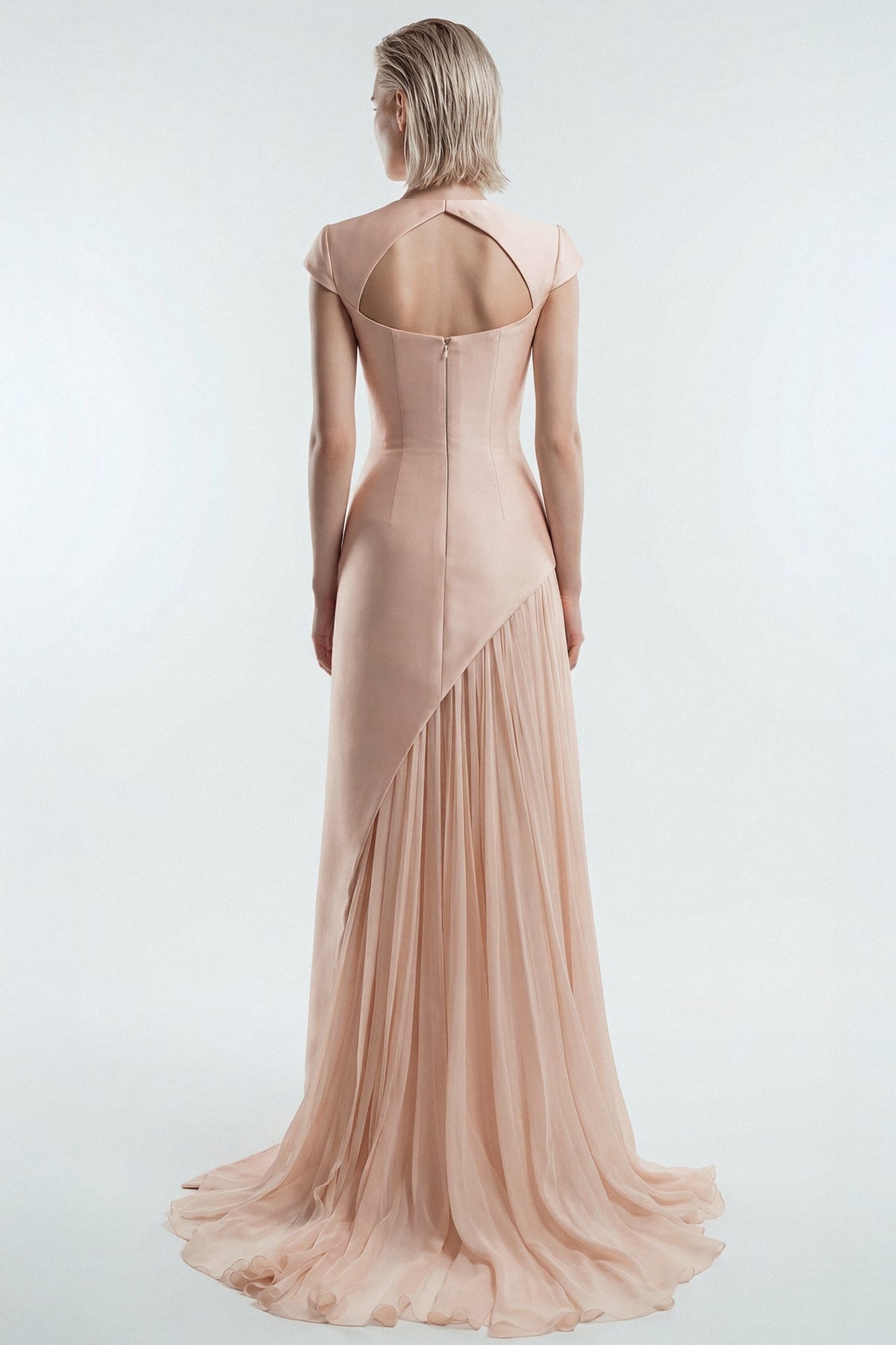 Floral Appliqué Mikado Gown