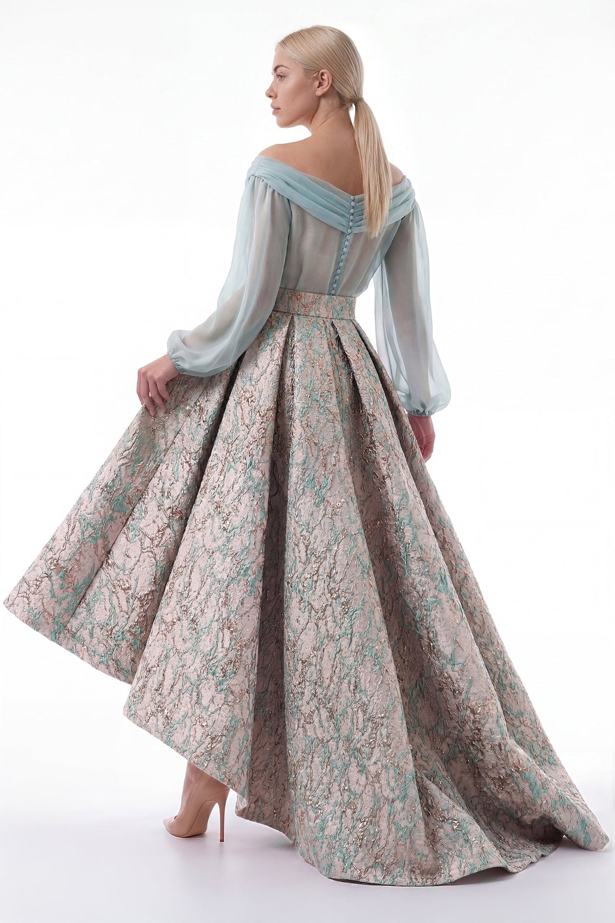 Off-Shoulder Chiffon Skirt Set