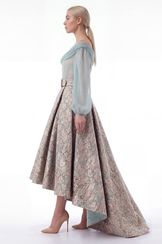 Off-Shoulder Chiffon Skirt Set