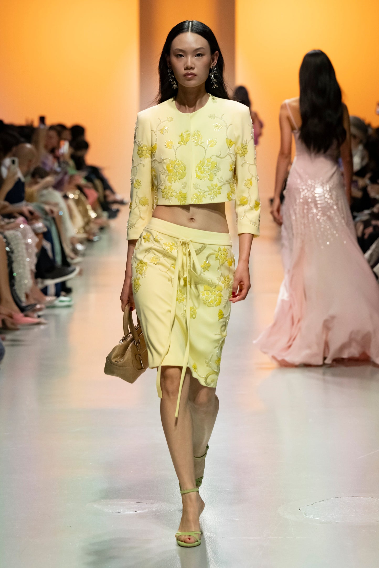 Cropped Crepe Jacket with Skirt