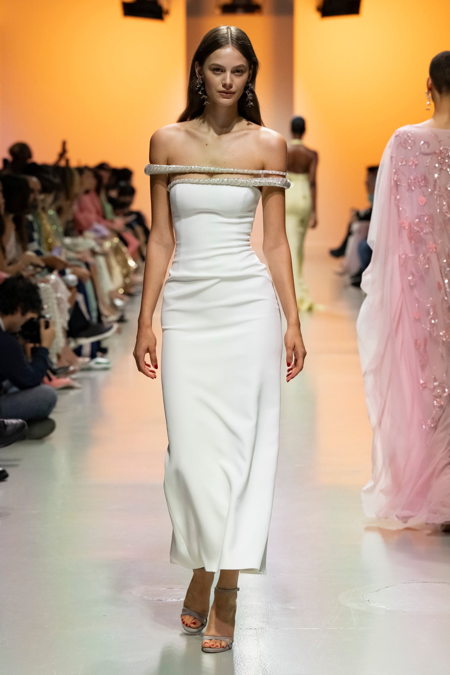 Off-Shoulder Crepe Dress