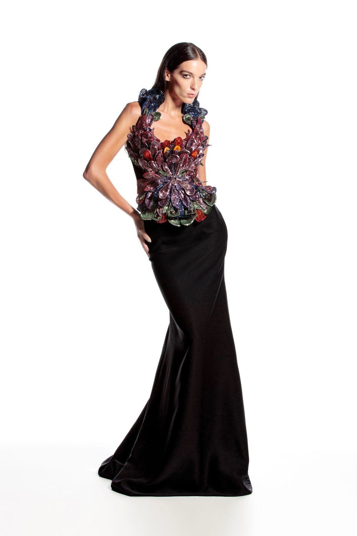 Beaded Petal Top and Skirt