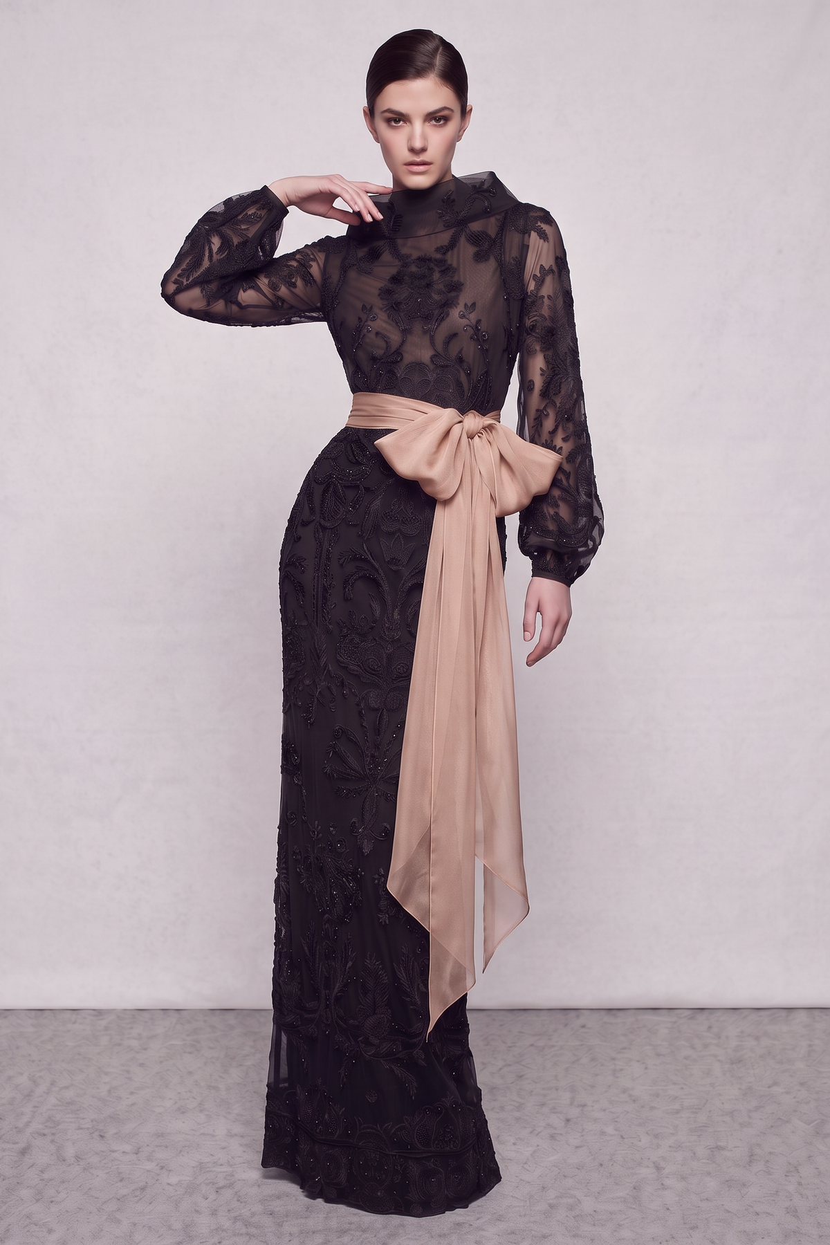 Lace Bow-Sash Gown