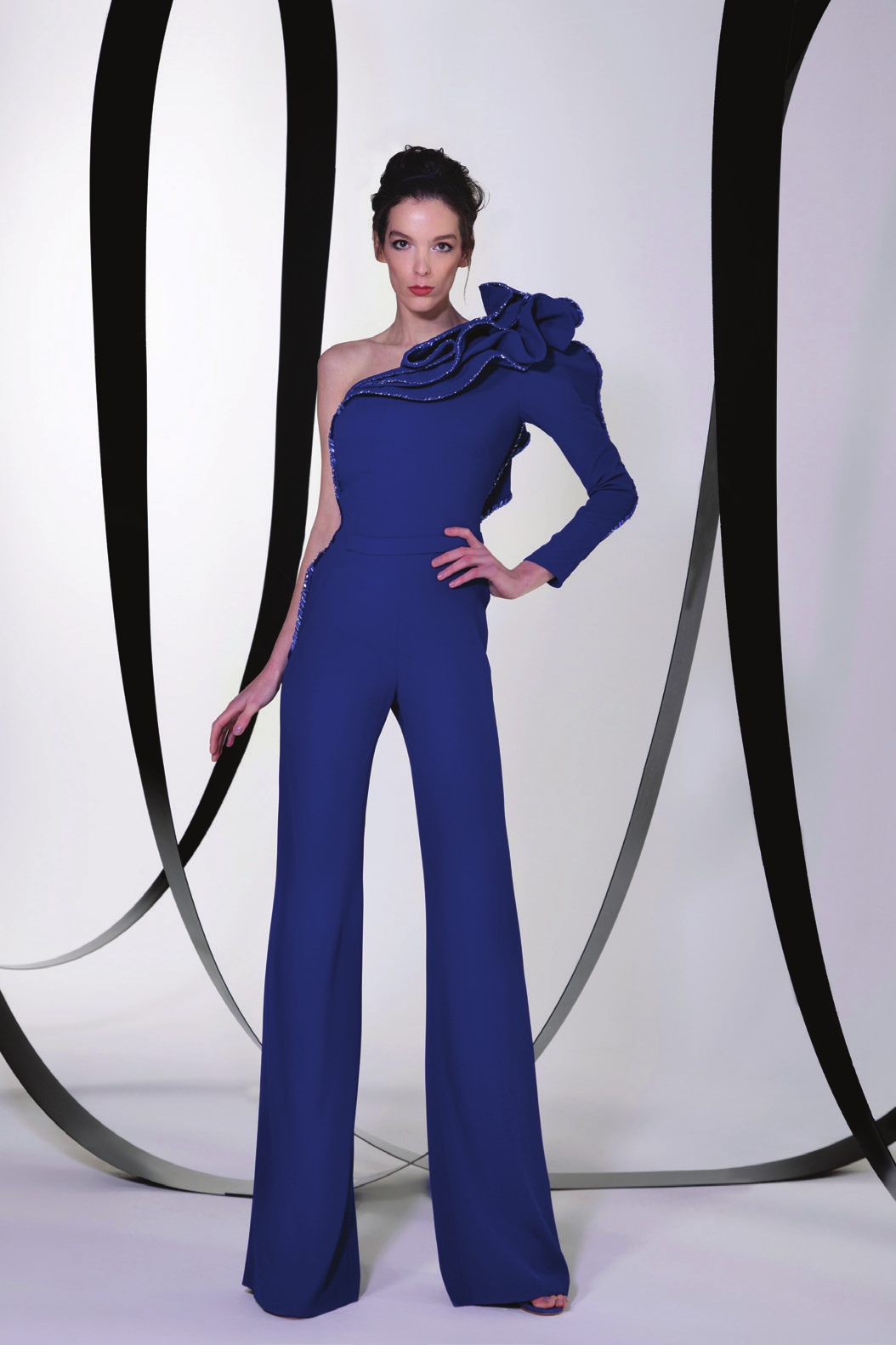 Ruffled One Sleeve Jumpsuit