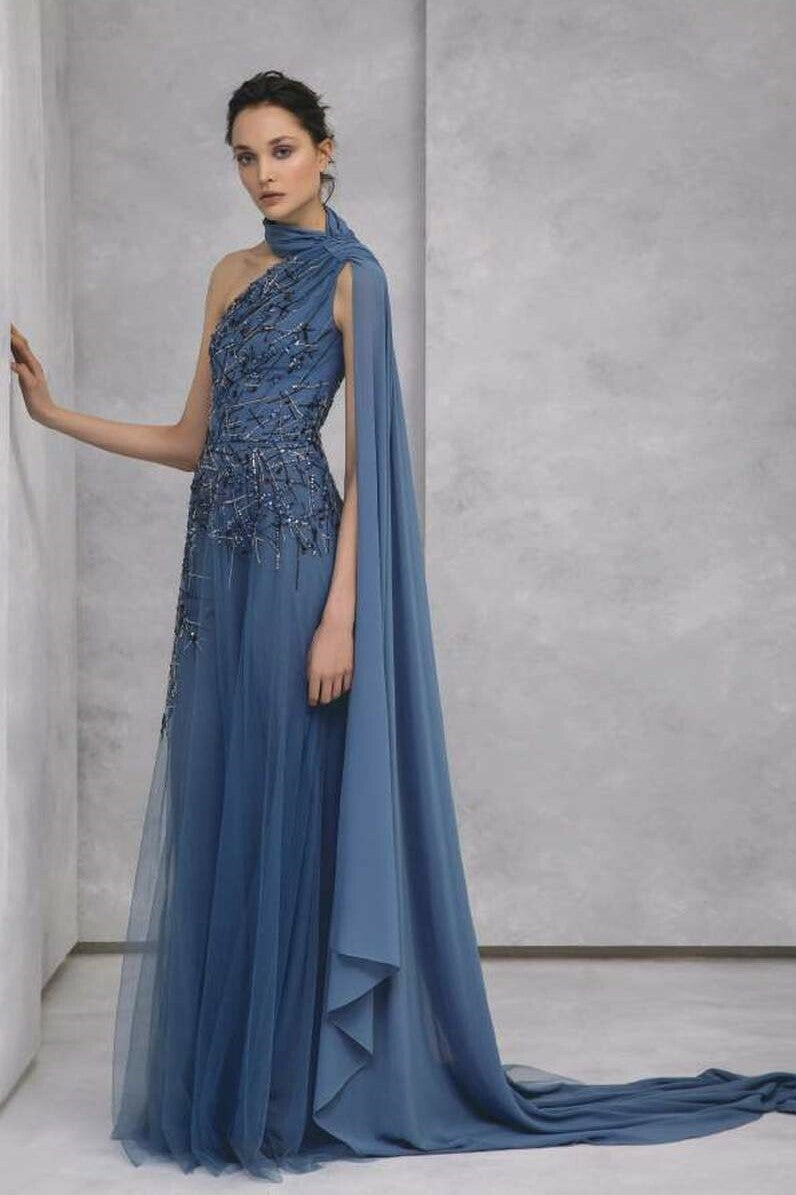 Georgette Beaded Tulle Gown