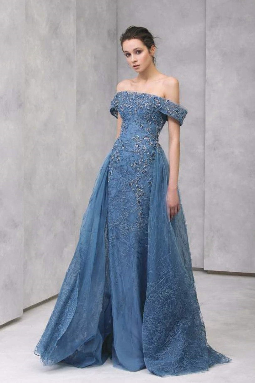 Off Shoulder Gown with Over-Skirt