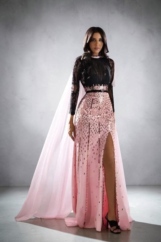 Two-Tone Lace and Beaded Gown
